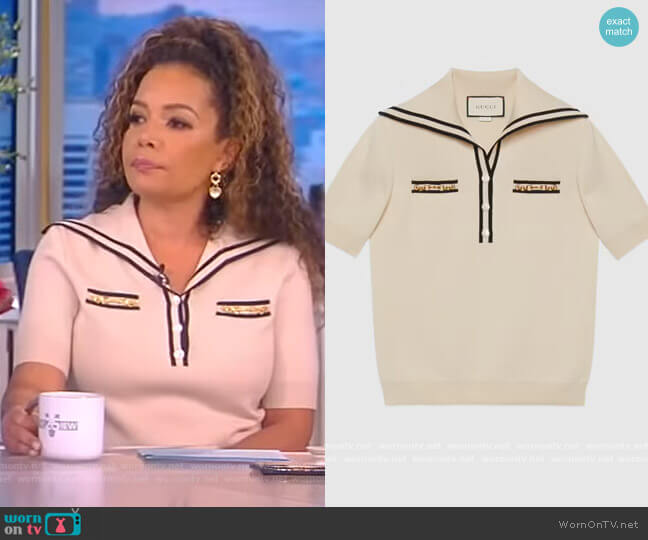 Gucci Wool polo shirt with contrast trim worn by Sunny Hostin on The View