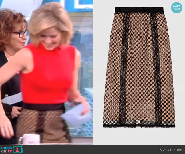 Gucci GG Net Skirt with Lace Trims in black worn by Sara Haines on The View