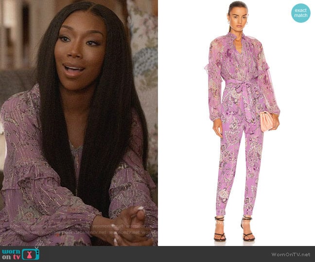 Hemant and Nandita Mavi Belted Jumpsuit worn by Naomi (Brandy Norwood) on Queens