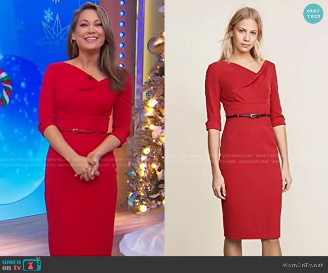 Black Halo 3/4 Sleeve Jackie O Dress worn by Ginger Zee on Good Morning America