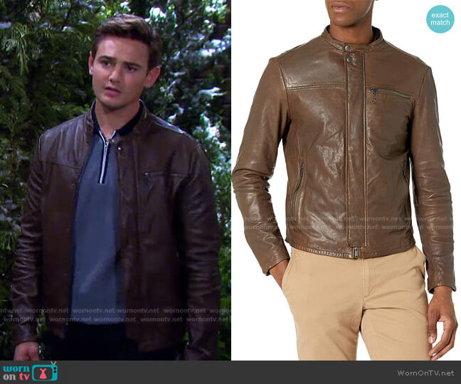 John Varvatos Hector Leather Racer Jacket worn by Johnny DiMera (Carson Boatman) on Days of our Lives