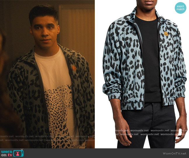 Kenzo Leopard Jacquard Track Jacket worn by Vivek Shah (Jordan Buhat) on Grown-ish