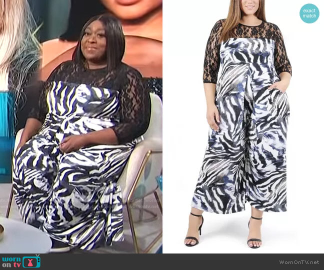 Coldesina Lana Animal Print Lace Jumpsuit worn by Loni Love on E! News