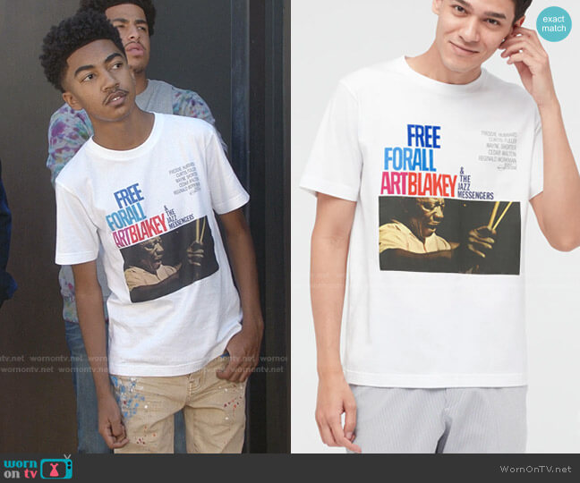 Uniqlo Blue Note Records UT Short Sleeve Graphic T-Shirt worn by Jack Johnson (Miles Brown) on Black-ish