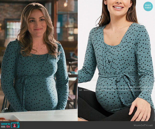 Mamalicious Maternity Pajamas in Spot Print worn by Noreen Fitzgibbons (Jamie Lynn Spears) on Sweet Magnolias
