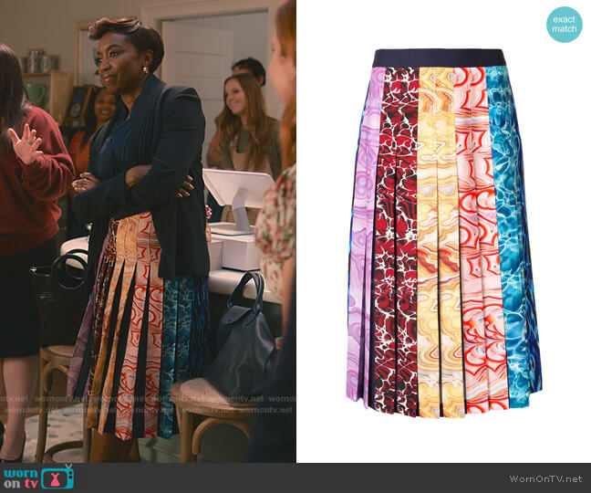Mary Katrantzou Ripple Stripes Skirt worn by Helen Decatur (Heather Headley) on Sweet Magnolias