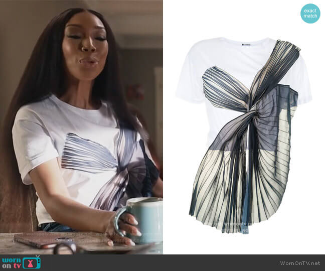 Maticevski Newfoundland knot-detail T-shirt worn by Naomi (Brandy Norwood) on Queens