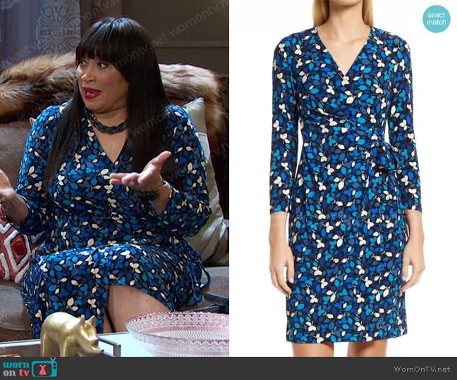 Anne Klein Mayfair Knit Wrap Dress worn by Paulina Price (Jackée Harry) on Days of our Lives