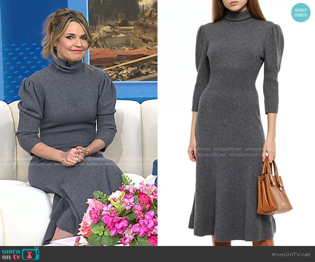 Michael Kors Mélange Cashmere-Blend Turtleneck Midi Dress worn by Savannah Guthrie on Today
