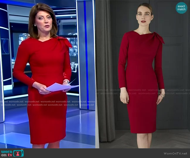 The Fold London Melrose Dress worn by Norah O'Donnell on CBS Evening News