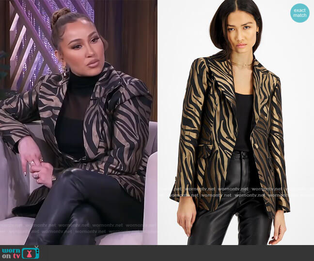 INC International Concepts Metallic Jacquard Blazer worn by Adrienne Houghton on The Real