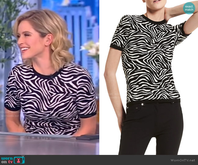Michael Kors Collection Zebra Print Sweater worn by Sara Haines on The View