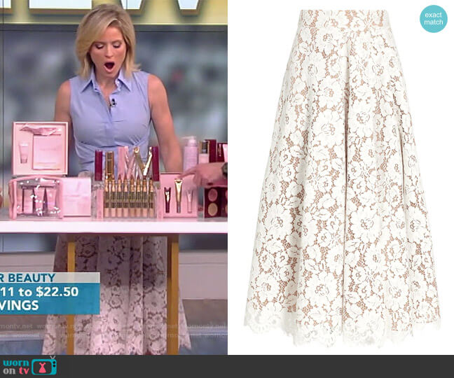 Michael Kors Eyelash Lace Circle Skirt worn by Sara Haines on The View