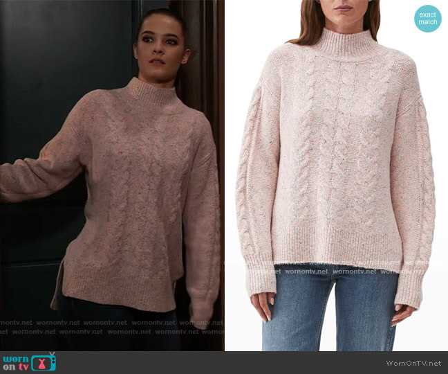 Michael Stars Turtleneck Cable-Knit Sweater worn by Esme (Avery Kristen Pohl) on General Hospital