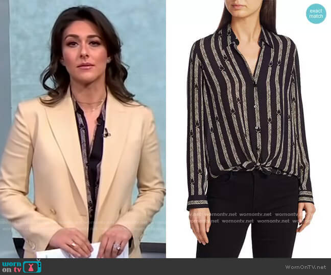 L'Agence Nina Aguillette Printed Silk Blouse