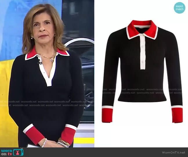 Alice + Olivia Pia Ribbed Long Sleeve Polo worn by Hoda Kotb on Today