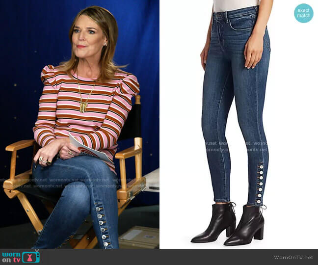 L'Agence Piper High-Rise Button-Hem Skinny Jeans worn by Savannah Guthrie on Today
