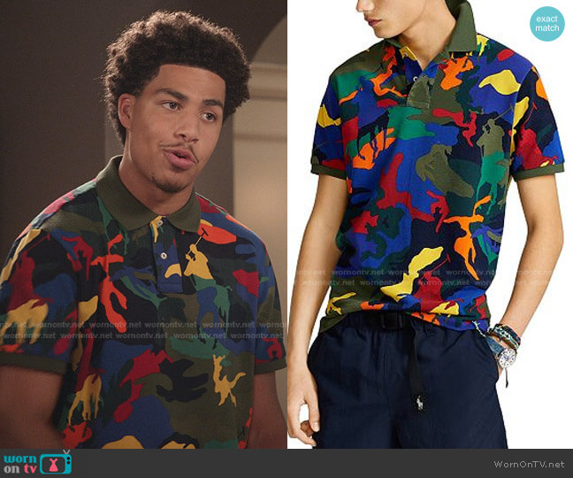 Polo Ralph Lauren Slim Pony Camo Polo Shirt worn by Andre Johnson Jr (Marcus Scribner) on Black-ish