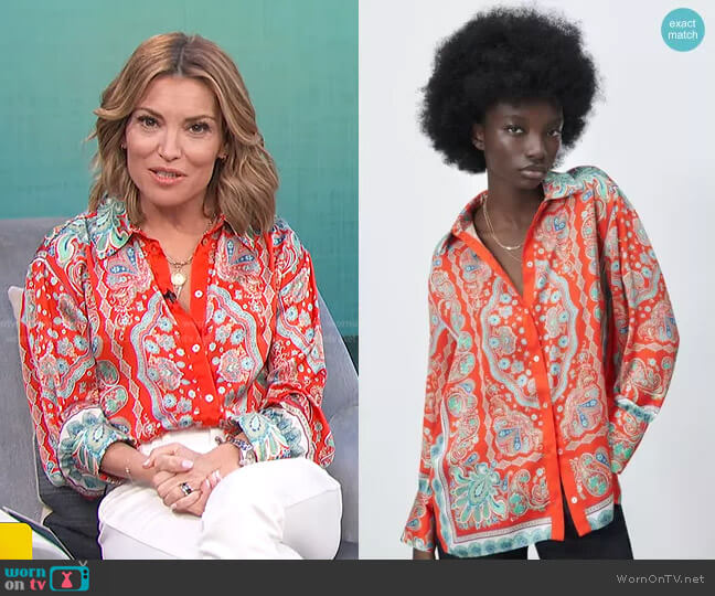 Zara Printed Shirt worn by Kit Hoover on Access Hollywood