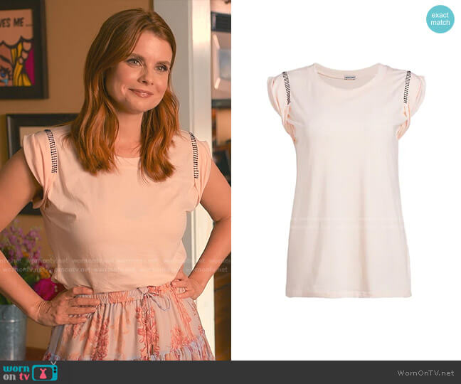 Rachel Comey Miles Rolled Crochet Stitch T-Shirt worn by Maddie Townsend (JoAnna Garcia Swisher) on Sweet Magnolias