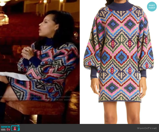 Farm Rio Rauti Long Sleeve Sweater Dress worn by Sheinelle Jones on Today