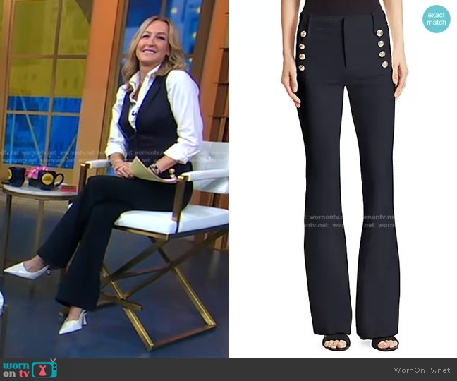 Derek Lam 10 Crosby Robertson Flare Pants in Midnight Blue worn by Lara Spencer on Good Morning America