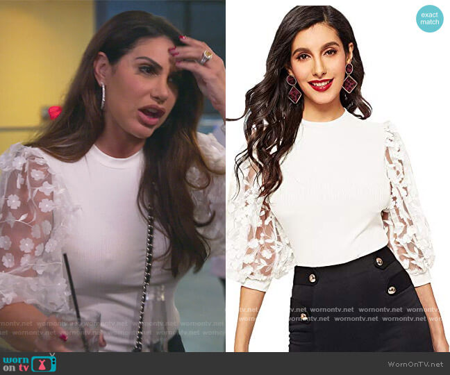 Romwe Short Sleeve Top worn by Jennifer Aydin on The Real Housewives of New Jersey