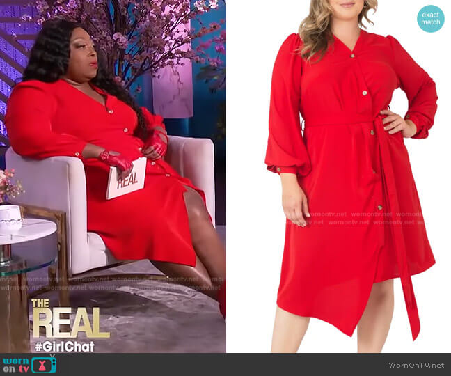 Standards & Practices Asymmetrical Long Sleeve Shirtdress worn by Loni Love on The Real