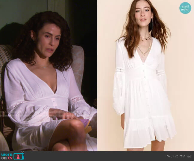 Francesca's Sasha Embroidered Mini Dress worn by Sarah Horton (Linsey Godfrey) on Days of our Lives