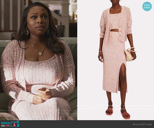 Saylor Tiggy Rib Knit Three-Piece Set worn by Jill (Naturi Naughton) on Queens