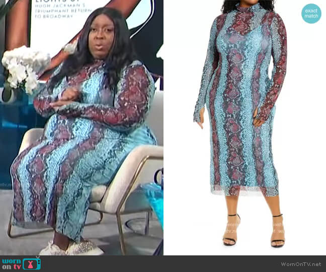 AFRM Shailene Long Sleeve Mesh Midi Dress worn by Loni Love on E! News