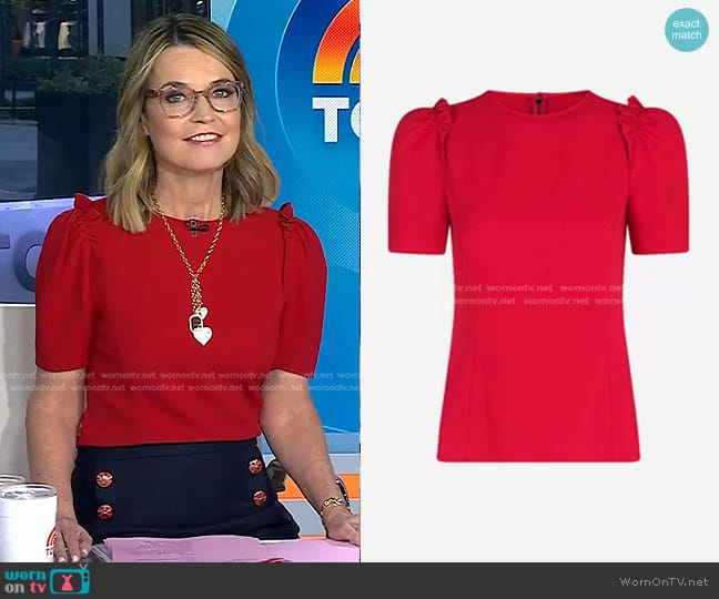 Dolce & Gabbana Short-sleeved Cady Fabric Top worn by Savannah Guthrie on Today