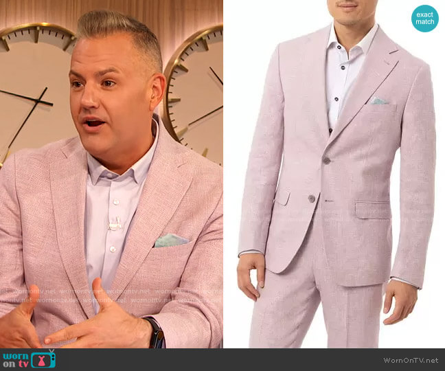 Tallia Slim-Fit Pink Plaid Suit Separates worn by Ross Mathews on The Drew Barrymore Show