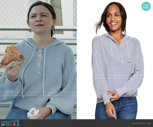 Sonoma Goods For Life Button Up Hooded Sweater worn by Jodie (Ginnifer Goodwin) on Pivoting