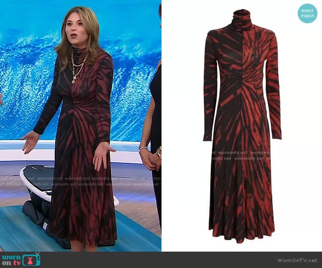 Proenza Schouler White Label Spiral Tie-Dye Jesey Midi Dress worn by Jenna Bush Hager on Today