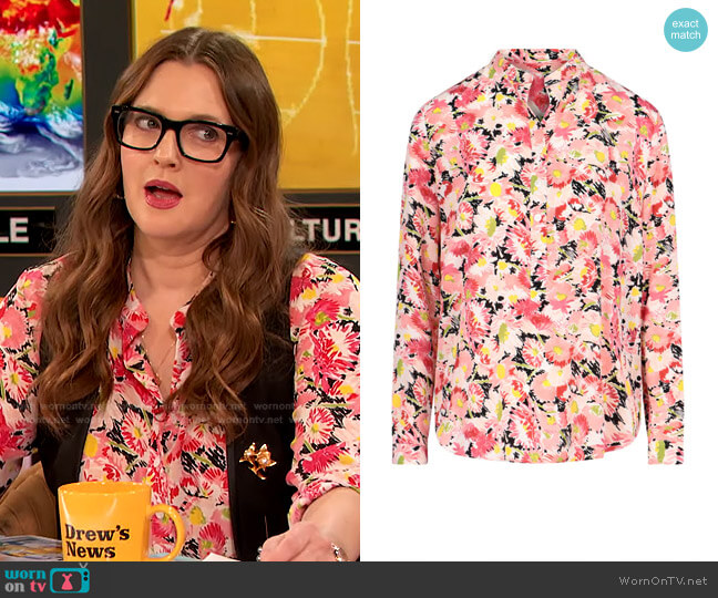 Stella McCartney Eva Floral Print Shirt worn by Drew Barrymore on The Drew Barrymore Show