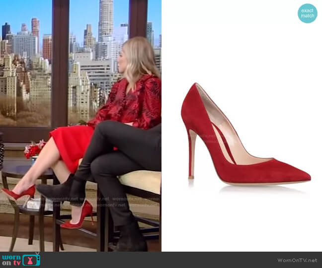 Gianvito Rossi Suede Pumps worn by Kelly Ripa on Live with Kelly and Mark