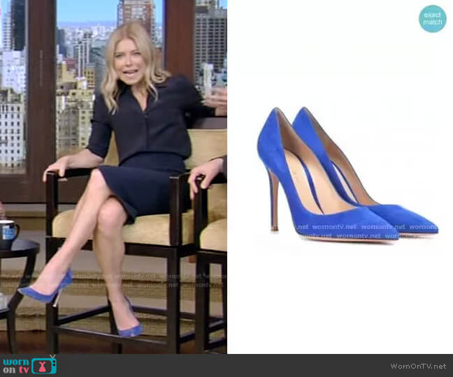 by Gianvito Rossi Suede Pumps worn by Kelly Ripa on Live with Kelly and Mark