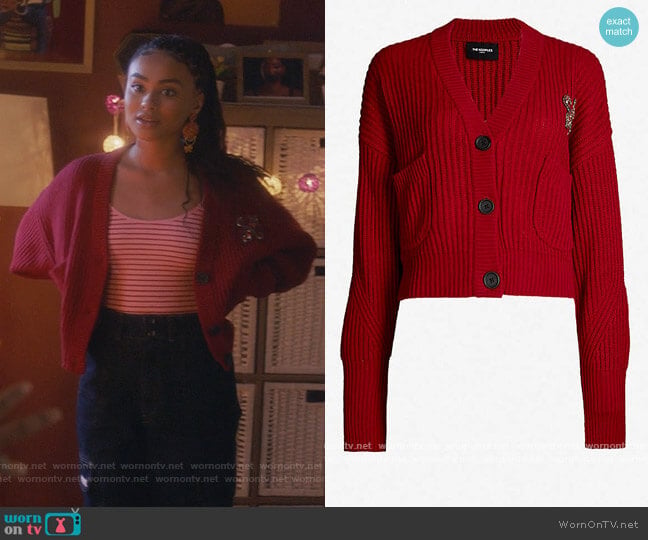 The Kooples Embellished-patch wool and cashmere-blend cardigan