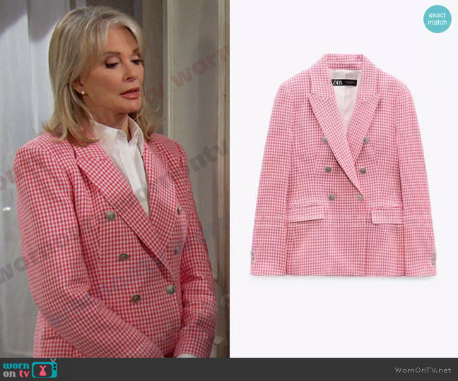 Zara Tailored Houndstooth Blazer worn by Marlena Evans (Deidre Hall) on Days of our Lives