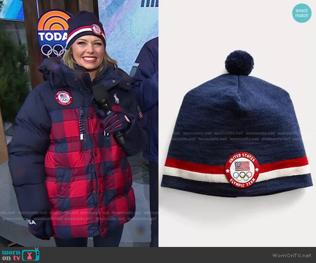 Ralph Lauren Team USA Closing Ceremony Beanie worn by Dylan Dreyer on Today