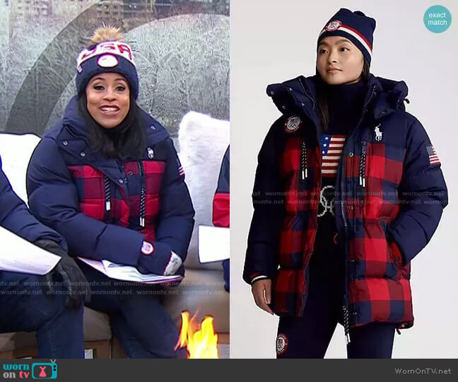 Ralph Lauren Team USA Closing Ceremony Down Jacket worn by Sheinelle Jones on Today