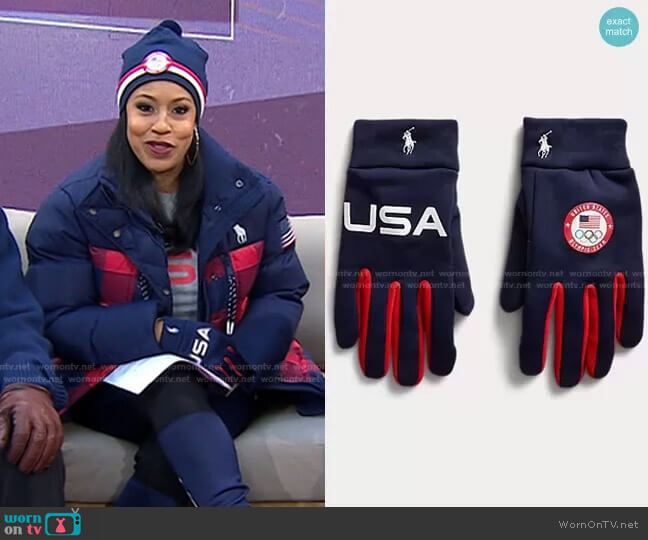 Ralph Lauren Team USA Closing Ceremony Gloves worn by Sheinelle Jones on Today