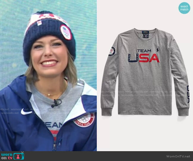 Ralph Lauren Team USA Jersey Graphic Tee worn by Dylan Dreyer on Today