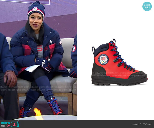 Ralph Lauren Team USA Opening Ceremony Boots worn by Sheinelle Jones on Today
