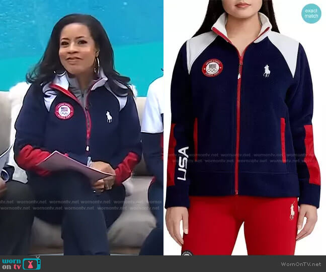 Ralph Lauren Team USA Opening Ceremony Mid Jacket worn by Sheinelle Jones on Today