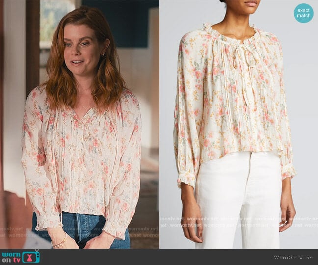 The Great The Valley Floral-Print Top worn by Maddie Townsend (JoAnna Garcia Swisher) on Sweet Magnolias