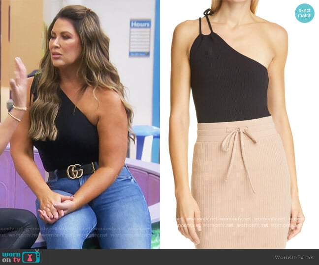 The Range Alloy Ribbed One-Shoulder Top worn by Emily Simpson on The Real Housewives of Orange County