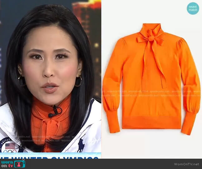 J. Crew Tie-neck turtleneck sweater worn by Vicky Nguyen on Today