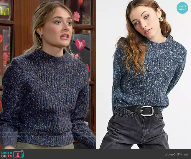 Topshop Neppy Pointelle Sweater worn by Faith Newman (Reylynn Caster) on The Young and the Restless